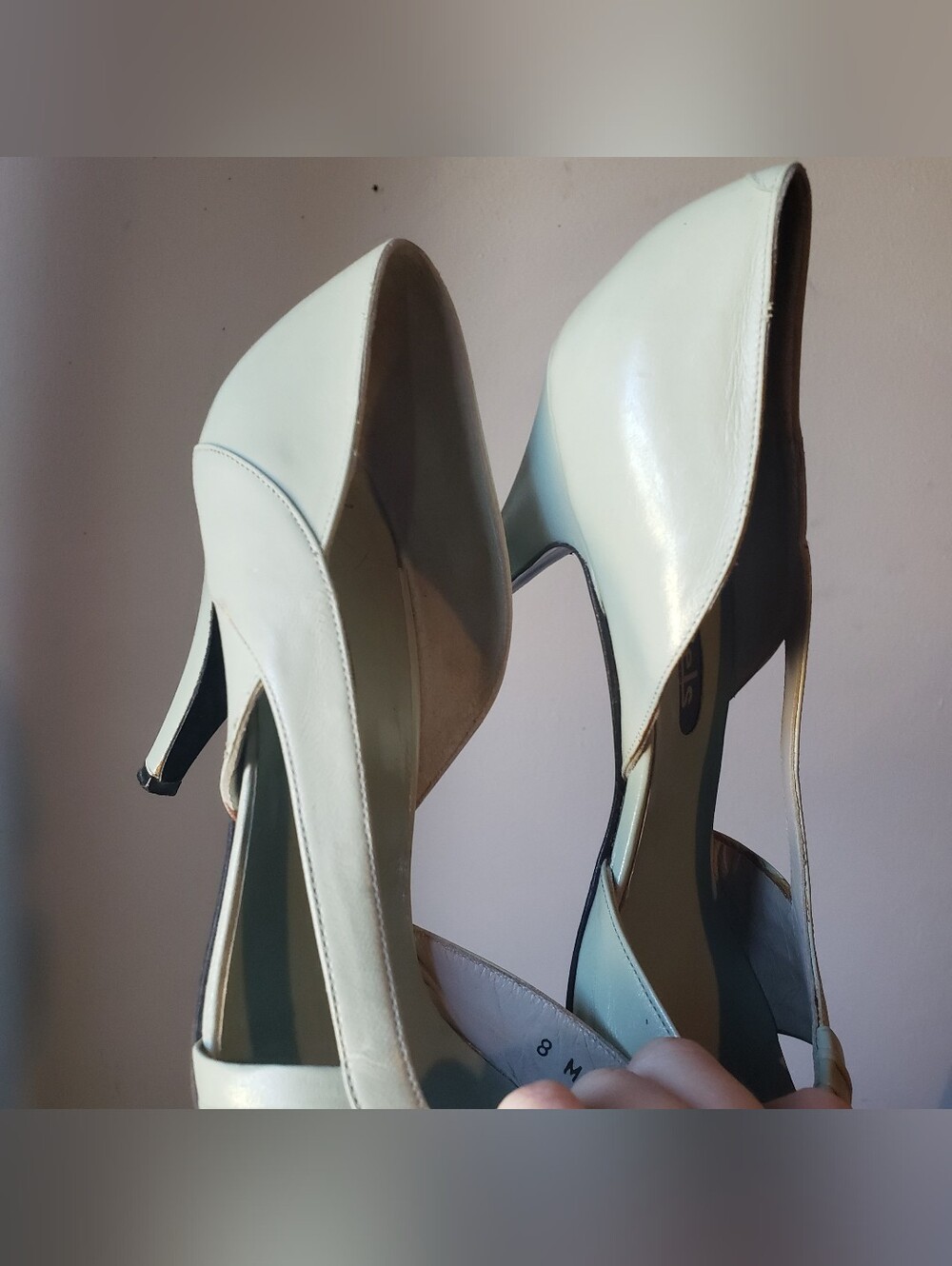 Vintage Nickles Green Leather Cutout Heels Sz 8 Made in Italy - Picture 6 of 6